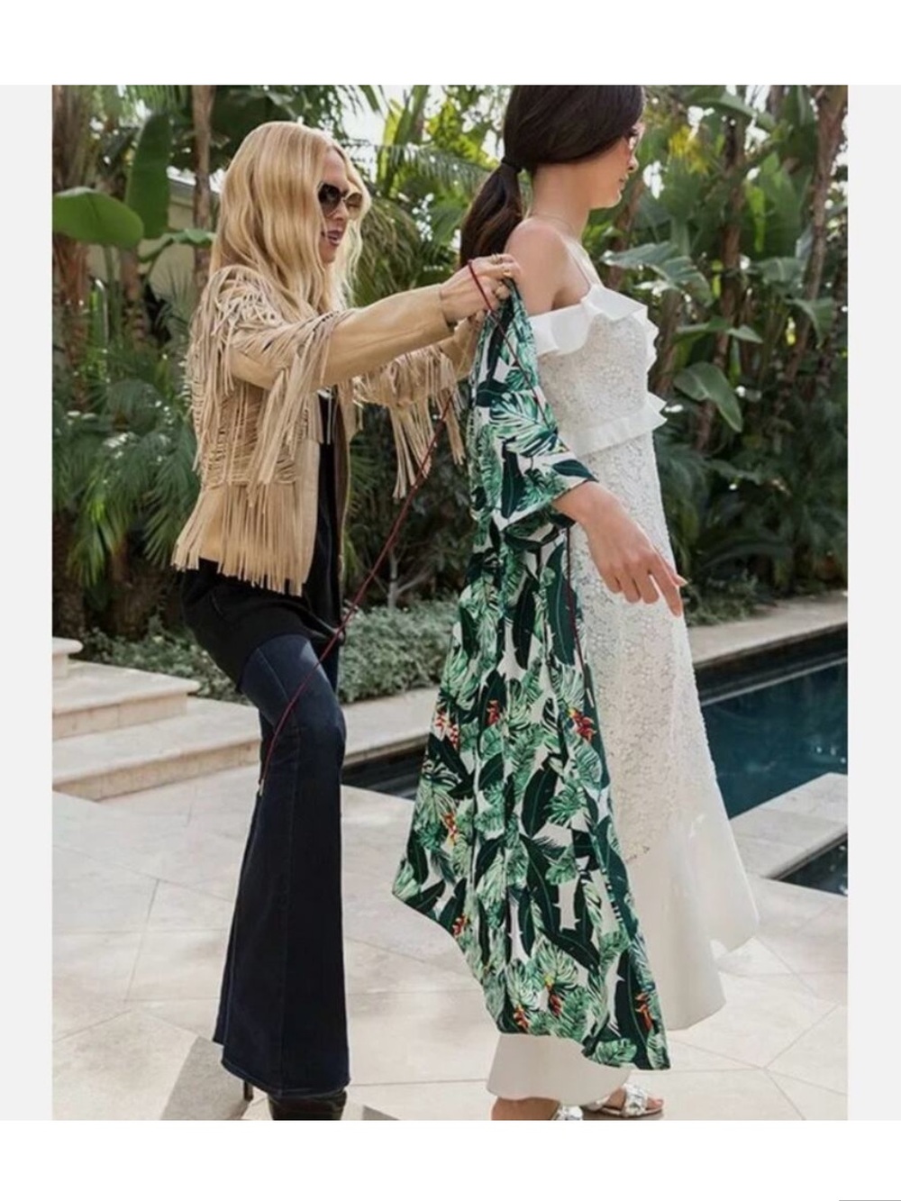 RACHEL ZOE • Palm Print Duster Kaftan Jacket in a Beautiful Tropical Palm Print - Picture 3 of 16